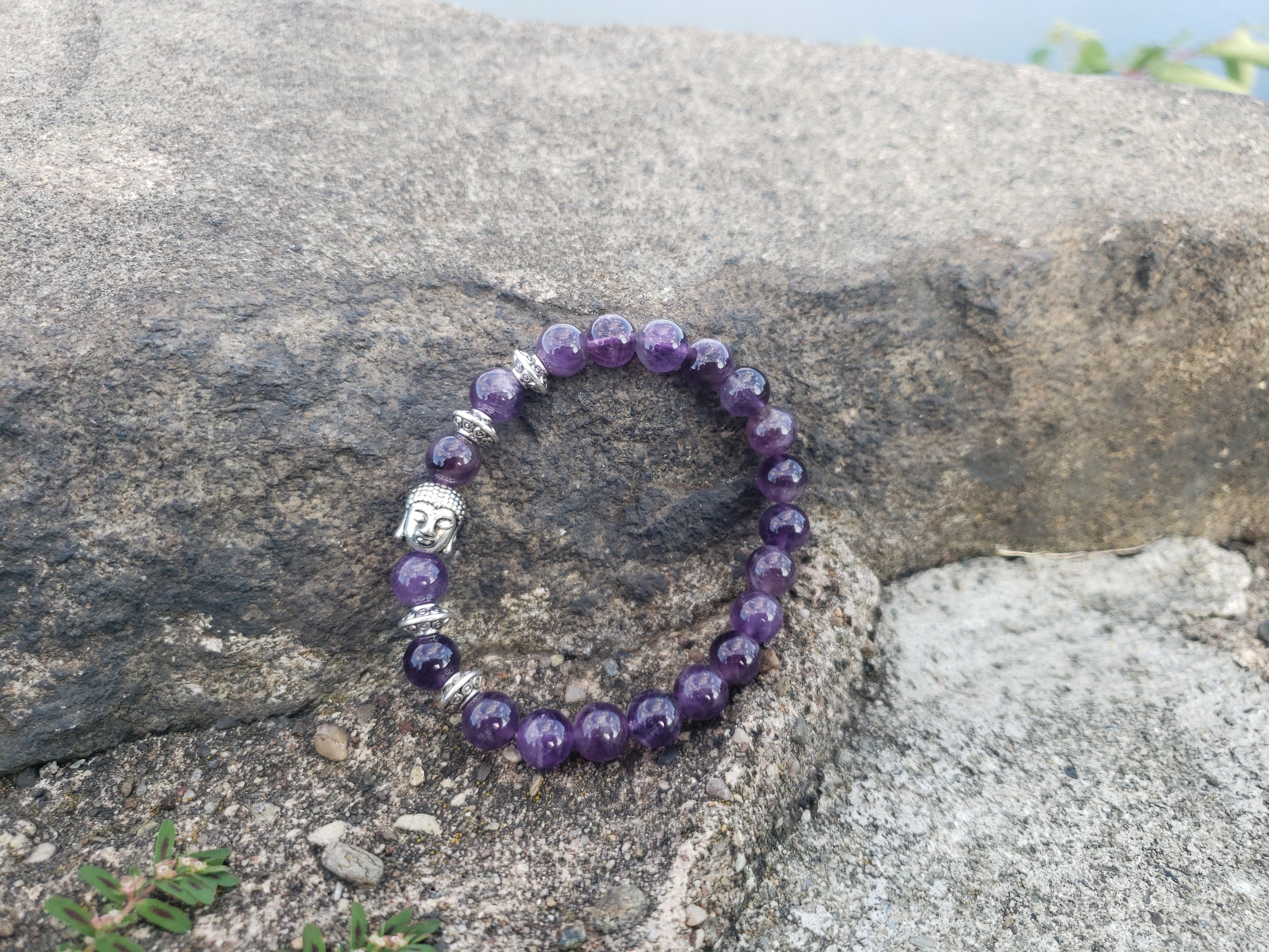 Amethyst Budda Charm Bracelet