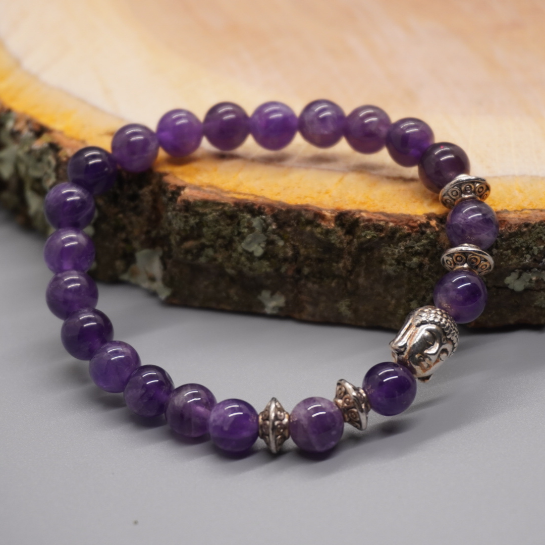 Amethyst Budda Charm Bracelet