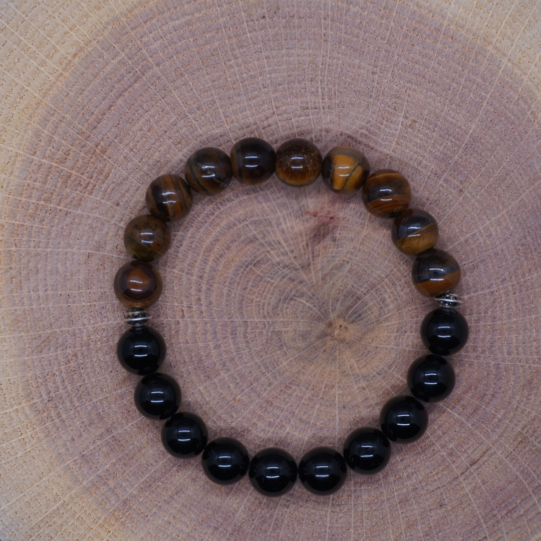 Lava Stone/ Black Tourmaline w Tiger Eye