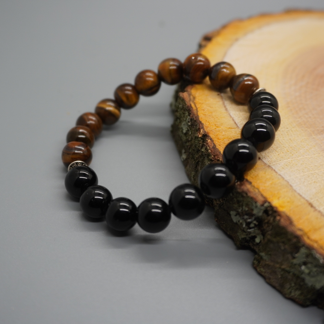 Lava Stone/ Black Tourmaline w Tiger Eye