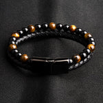 Natural Stone w/ Genuine Leather Magnetic Clasp Bracelet