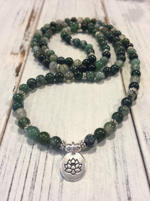 Green Moss Agate Mala Meditation Bracelet/Necklace