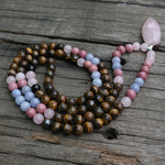 Tiger's Eye And Rhodochrosite Mala Necklace