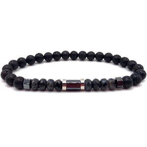 Lava Stone w/ Labradorite Faceted Bead Bracelet