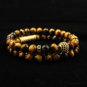 2Pc Set of Luxury Natural Tiger Eye Stone Bracelet